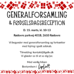 Generalforsaling og fødselsdagsreception 2026